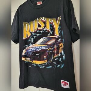 Nutmeg Vintage 90's Rusty Wallace NASCAR All Over Print Short Sleeve T-shirt L